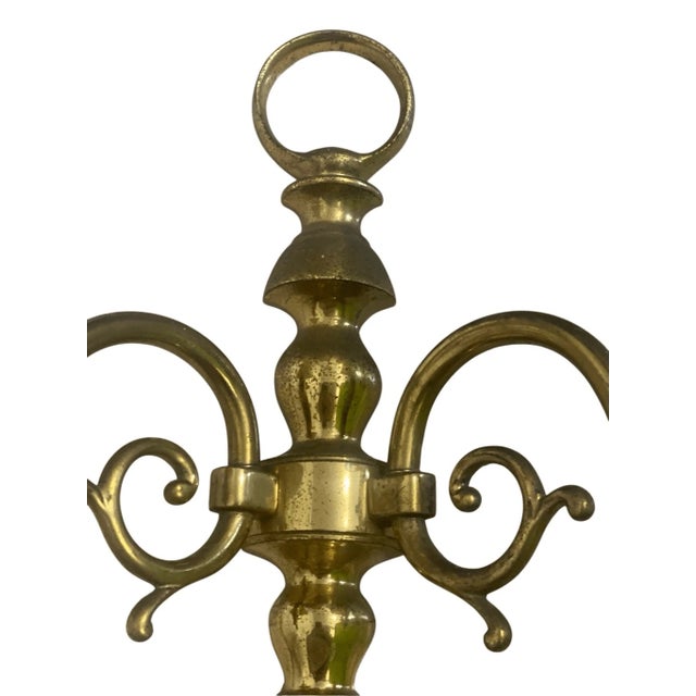 Vintage Leviton Dutch Colonial Style Solid Brass Two Wall Light Sconce With Shad For Sale - Image 4 of 6