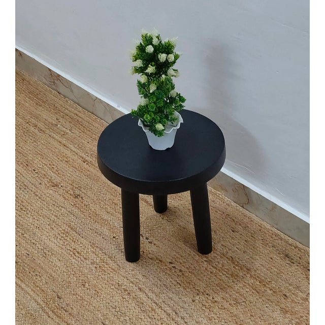Mid-Century Modern Wooden Handcrafted Mid Century Small Solid Wood Milking Stool For Sale - Image 3 of 10