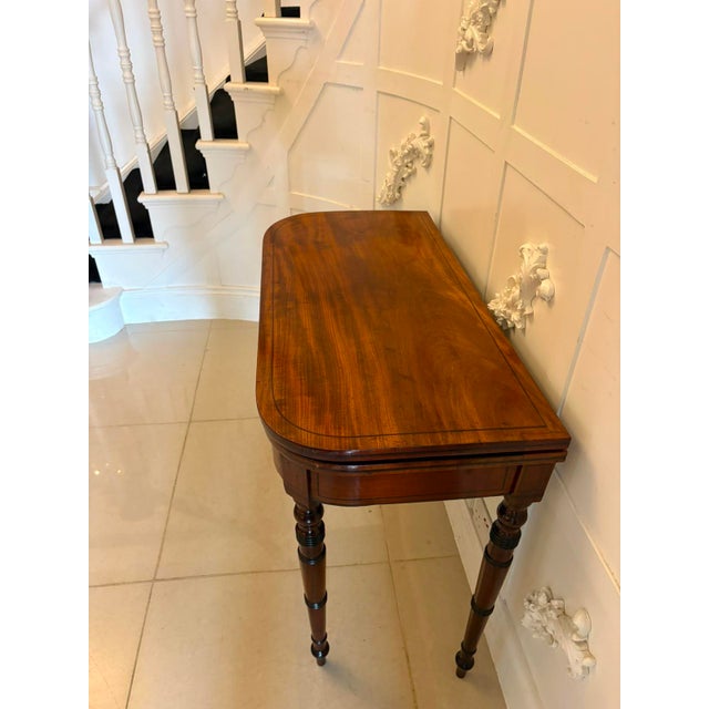 Wood Antique Georgian Mahogany Inlaid Fold-Over Card Table, 1800 For Sale - Image 7 of 14