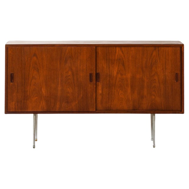 Sideboard in Teak and Steel attributed to Børge Mogensen, 1950s For Sale