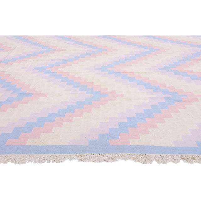 Vintage Indian Dhurrie Rug, 10'03 X 14'00 For Sale - Image 4 of 10