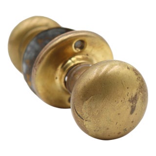 Vintage 1.625 In. Classic Brass Passage Door Knob Set For Sale