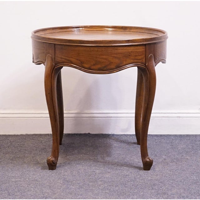 Brown Baker Furniture Solid Walnut Country French Provincial 26" Round Accent End Table For Sale - Image 8 of 10