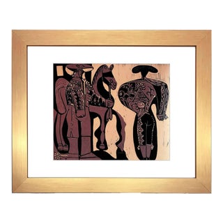 1978 Pablo Picasso Framed Linocut Pecador Y Torero XXe Siecle For Sale