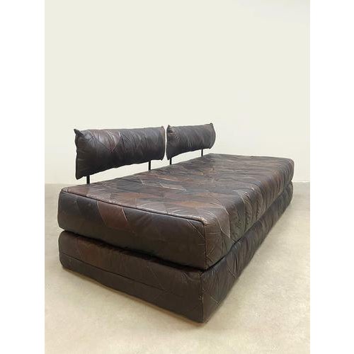 Vintage Patchwork Leather Daybed, 1970s For Sale - Image 9 of 9