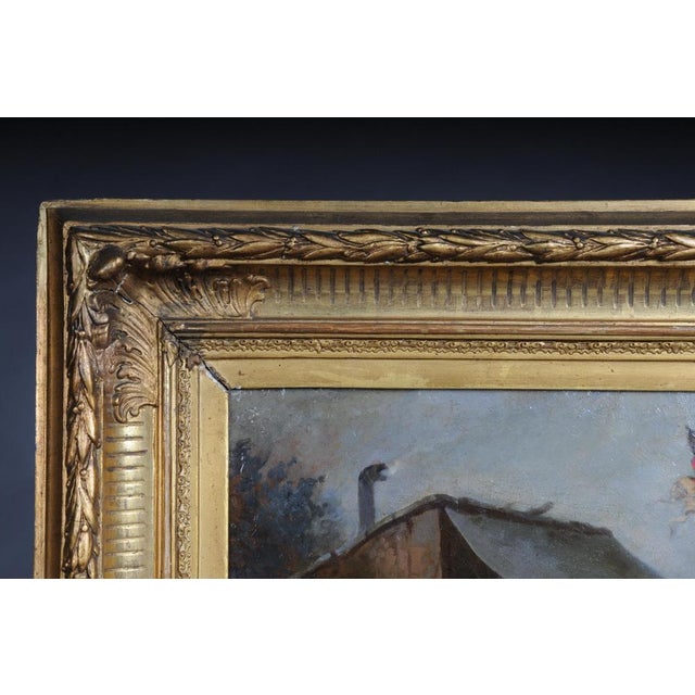 Oil painting ice skating of a princess, Germany 19th century Oil on canvas, gold framed, 2nd half of the 19th century...