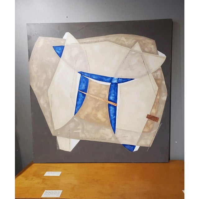 2010s "Sorcery" Abstract Mixed-Media Painting on Canvas, Blue, Tan, Gray, Copper by Louis Shields, 2017 For Sale - Image 5 of 5