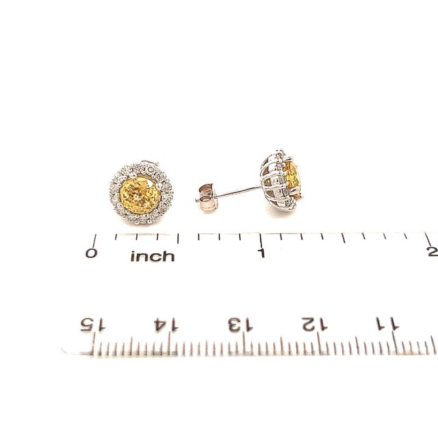 Natural Sapphire Diamond Stud Earrings 14k W Gold 2.84 TCW Certified For Sale - Image 9 of 10