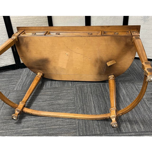 Chocolate Mid 20th Century Demilune Writing Desk For Sale - Image 8 of 8