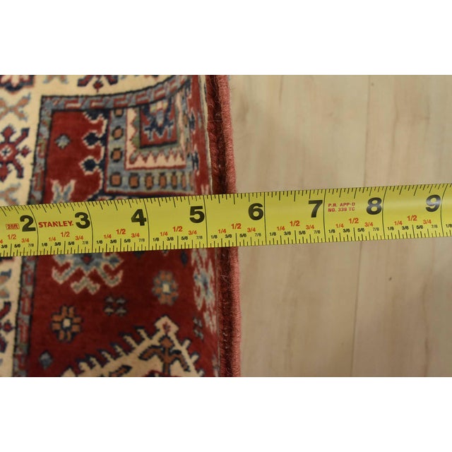 Red Kazak Runner 2' X 5'9'' Red Wool Tribal Hand-Knotted Oriental Rug For Sale - Image 8 of 10