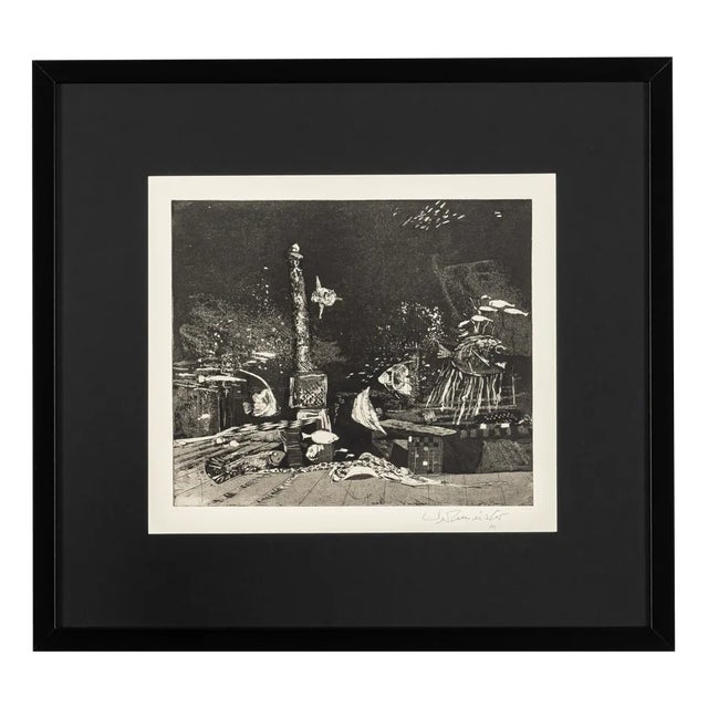 Wolfgang Werkmeister, Under Water, 1971, Black & White Etching on Paper, Framed For Sale