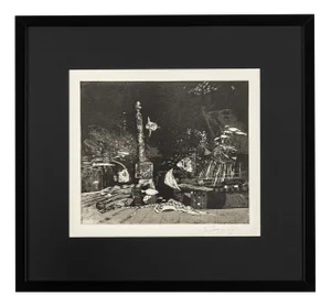Wolfgang Werkmeister, Under Water, 1971, Black & White Etching on Paper, Framed