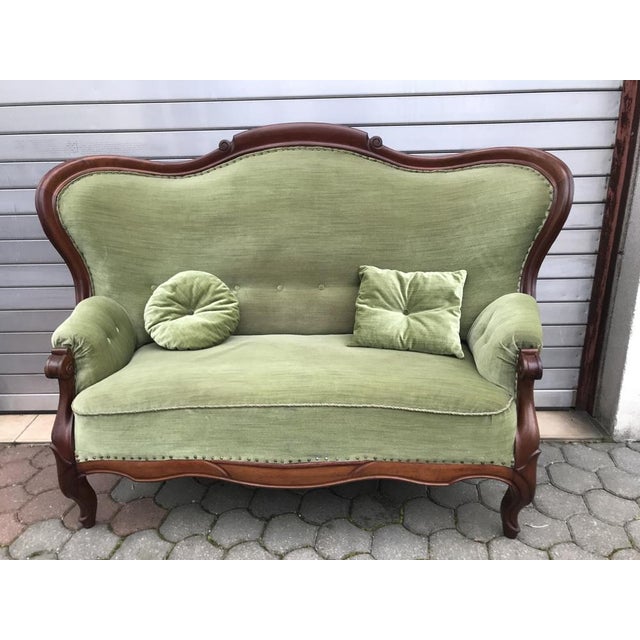Antique Mahogany Sofa in Green For Sale - Image 9 of 18