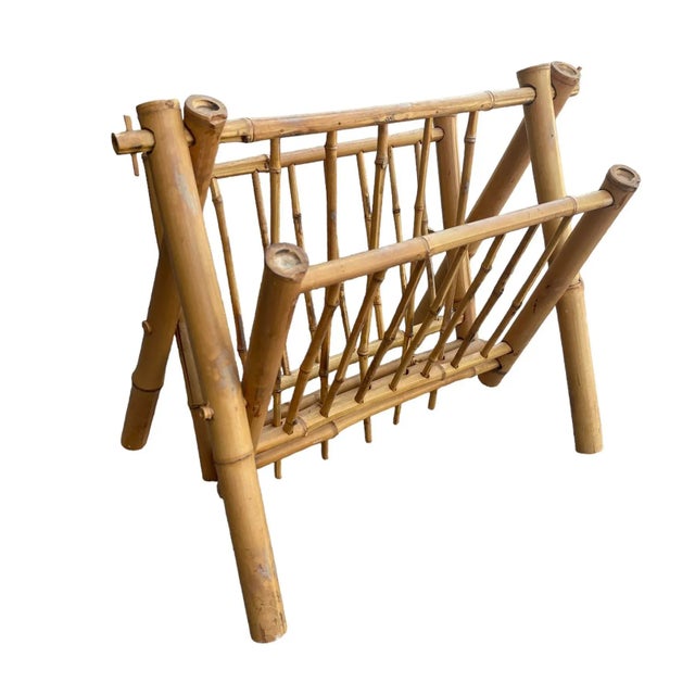 Real Bamboo rattan magazine holder. Folds flat.