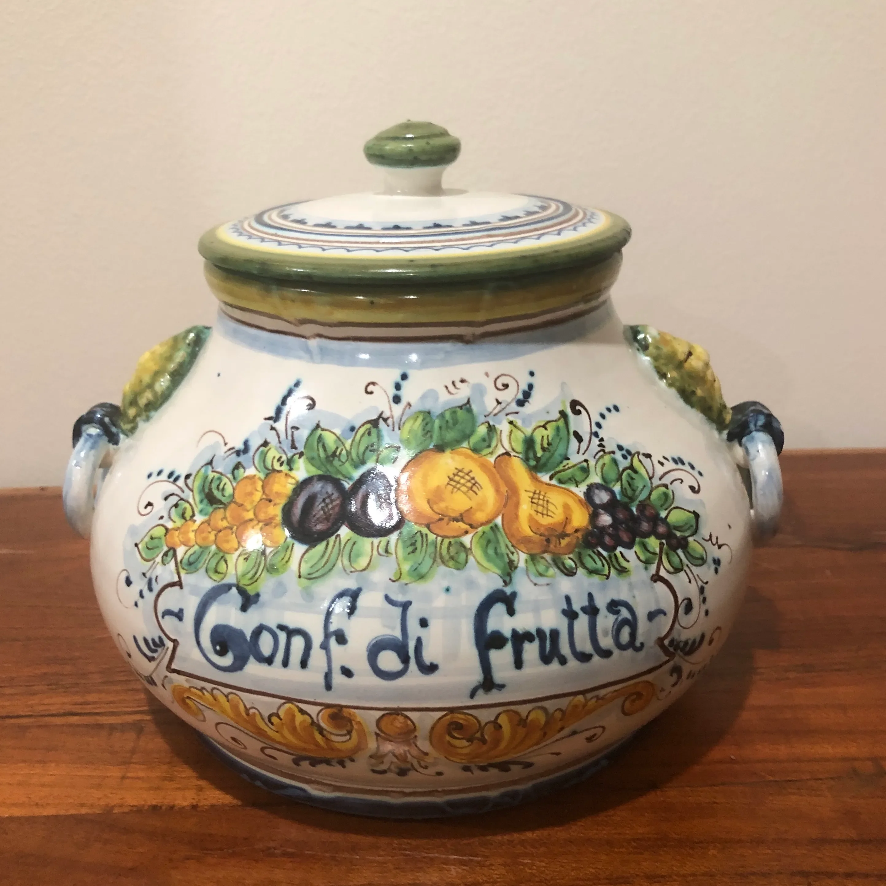 Mid 19th Century Italian Ceramic Biscotti Jar by Sandro Gozzi