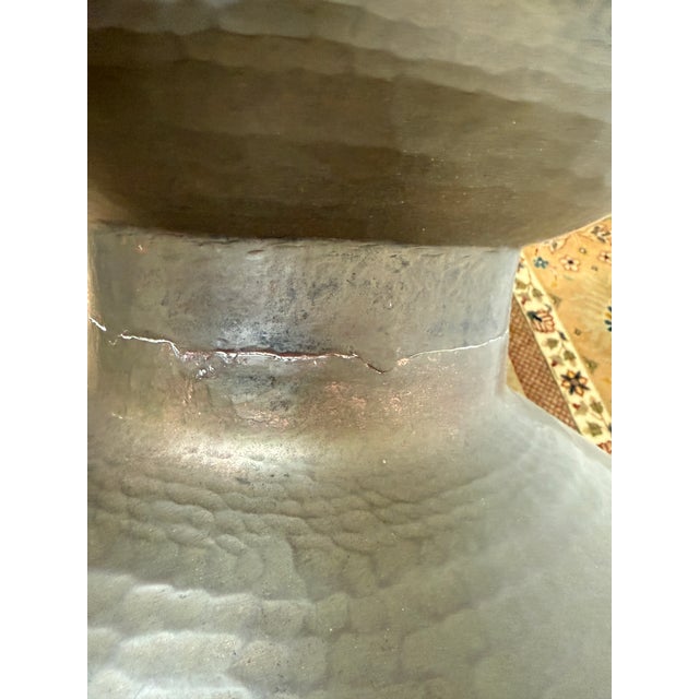 Large Hammered Metal Water Vessel + Rope Handles For Sale In San Francisco - Image 6 of 12