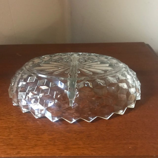 1980s Vintage Fostoria Pressed Glass Divided Serving Dish For Sale - Image 5 of 7