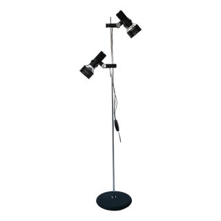 Mid-Century German Chrome and Black Floor Lamp from Hustadt Leuchten, 1960s For Sale