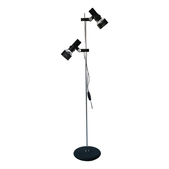 Mid-Century German Chrome and Black Floor Lamp from Hustadt Leuchten, 1960s For Sale