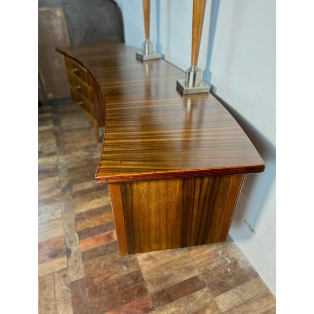 Wood Mid-Century Curved Walnut Executive Desk from Morris of Glasgow, 1950s For Sale - Image 7 of 11