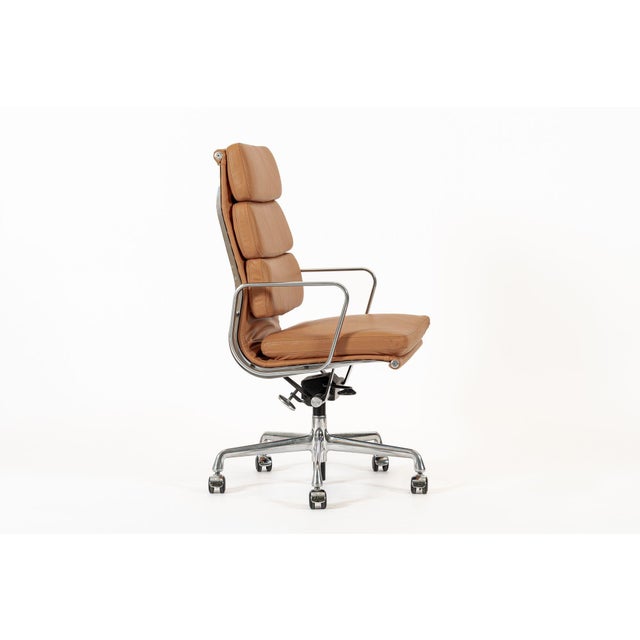 Eames for Herman Miller Aluminum Group Soft Pad Brown Office Chair For Sale - Image 4 of 12