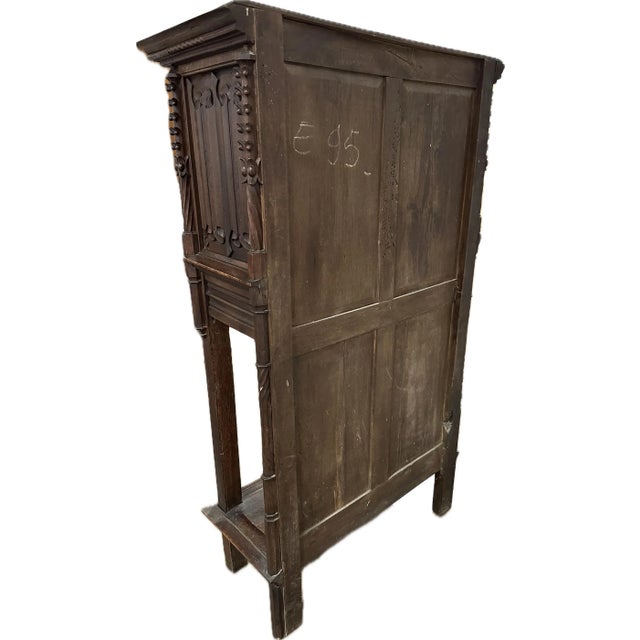 Burnt Umber 19th Century Two-Piece Gothic Style Oak Cabinet For Sale - Image 8 of 12