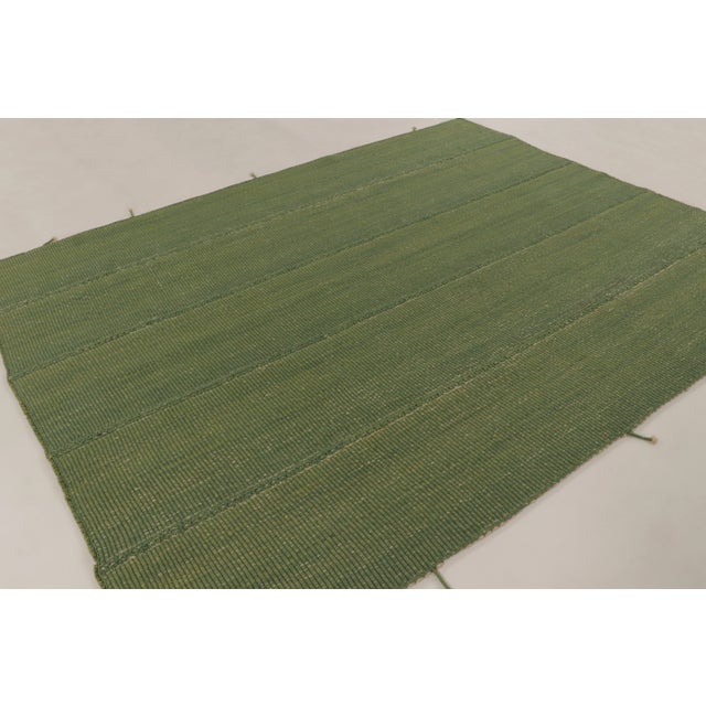 2020s Rug & Kilim's Contemporary Rez Kilim Flatweave Rug With Green Striped Design For Sale - Image 5 of 10