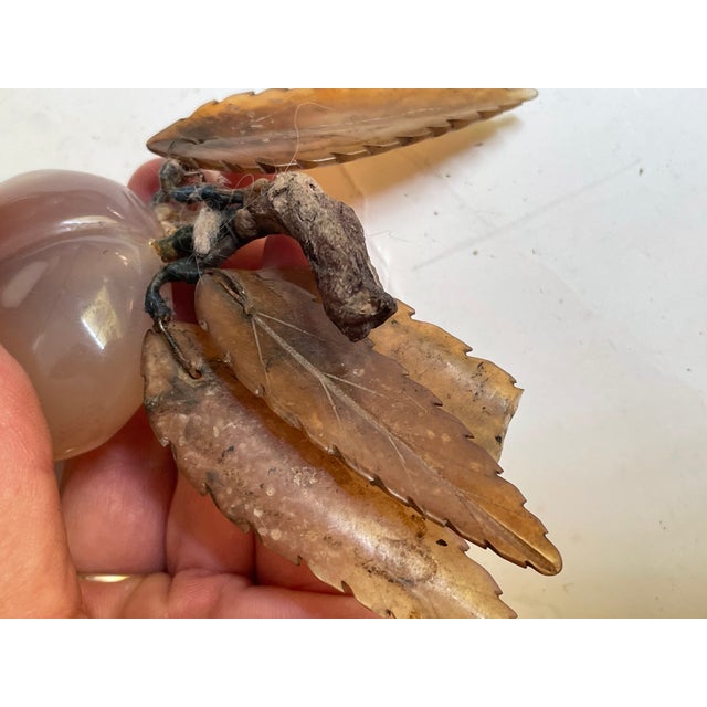 Mid 20th Century Asian Carved Plum Hard Stone Fruit Carved Leaves For Sale - Image 10 of 11