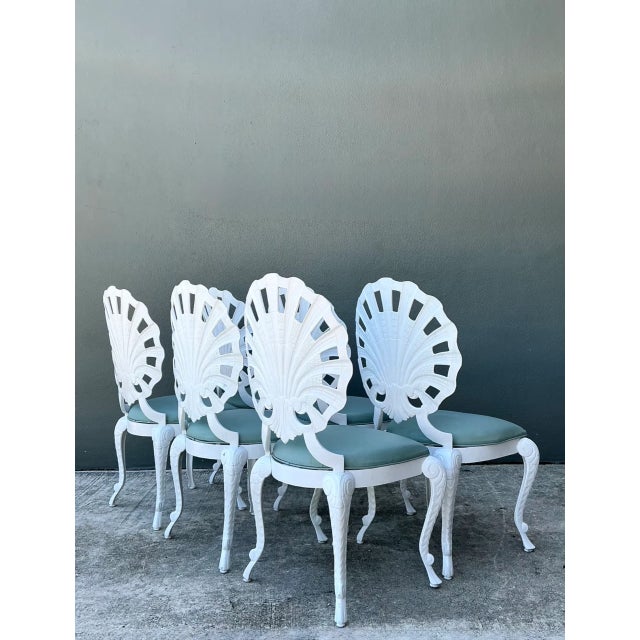 Vintage Cast Aluminum Shell Back Grotto Chairs - Set of 6 For Sale - Image 10 of 11