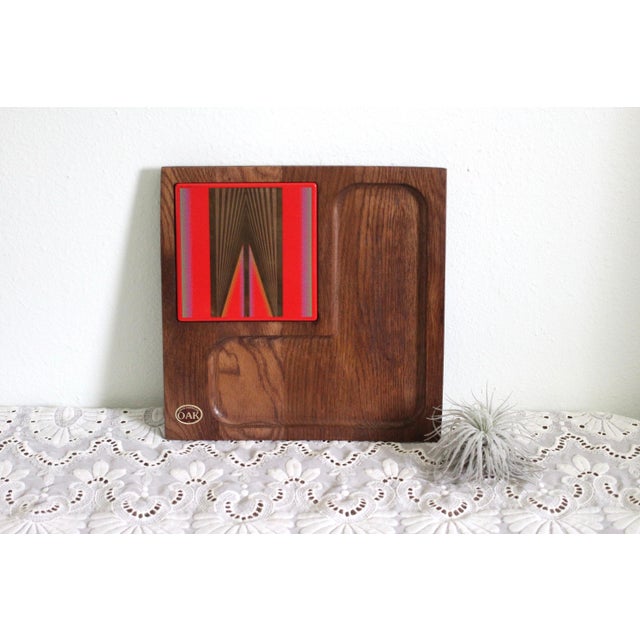 Tile and Oak board - Oak cutting board - cheese board - Midcentury - Oak wood - unique cutting board - cheese tray - kitchen art - MCM For Sale - Image 9 of 10
