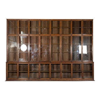 Large Oak Glazed Haberdashery Bookcase Cabinet, 1890 For Sale