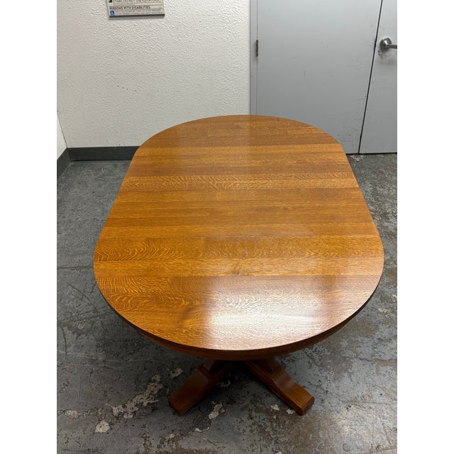 Wood Stickley Furniture Pedestal Extension Dining Table, 46 Inches For Sale - Image 7 of 12