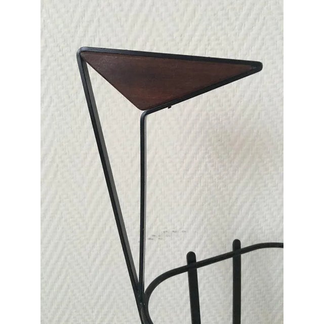1950s Metal and Teak Tripod Umbrella Stand in Style of Mathieu Matégot, 1950s For Sale - Image 5 of 7