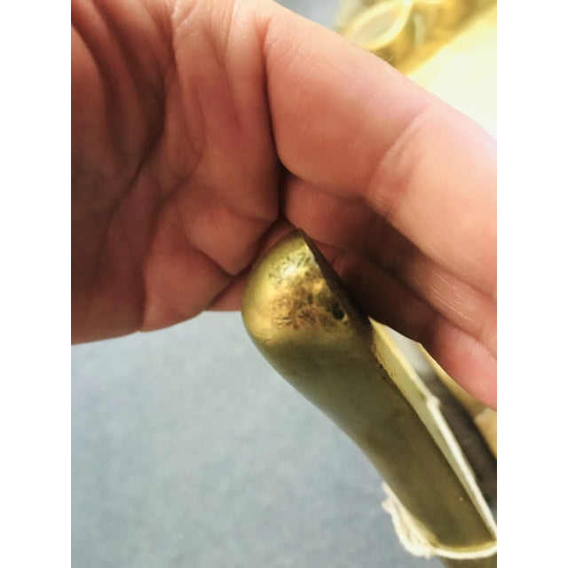 1940s Mid Century Modern Solid Brass Musical Note Andirons - a Pair For Sale - Image 11 of 11