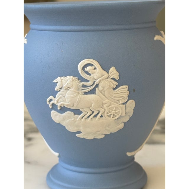 Vintage English Wedgwood Blue Jasperware Neoclassical Vase For Sale - Image 15 of 17