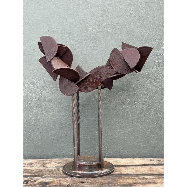 Mid-Century Modern Vintage Patinated Geometric Abstract Sculpture For Sale - Image 3 of 14