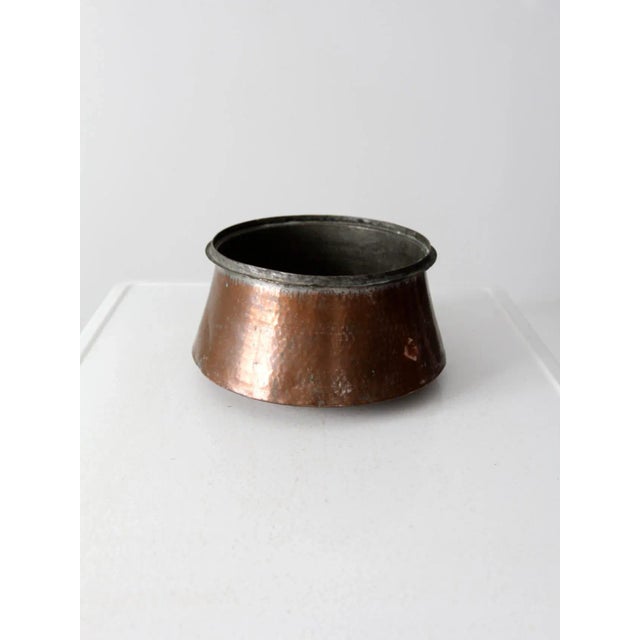 Copper Antique Hammered Copper Cauldron For Sale - Image 8 of 10