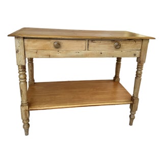 19th Century English Pine Two Drawer Table For Sale