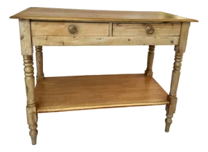 19th Century English Pine Two Drawer Table