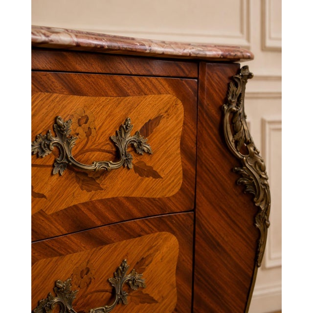Wood 1900s French Louis XVI Fruitwood Marble Commode For Sale - Image 7 of 17