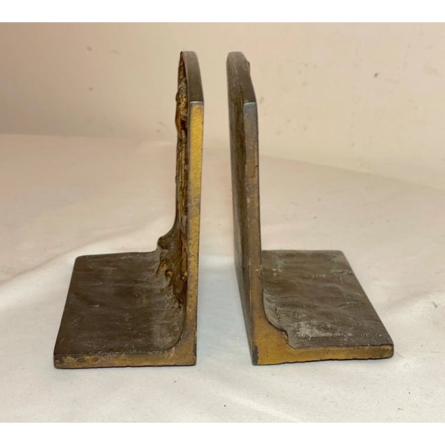 Pair of Antique Gold Gilded Iron Indian on Horse Equestrian Ride Home Bookends For Sale - Image 9 of 9