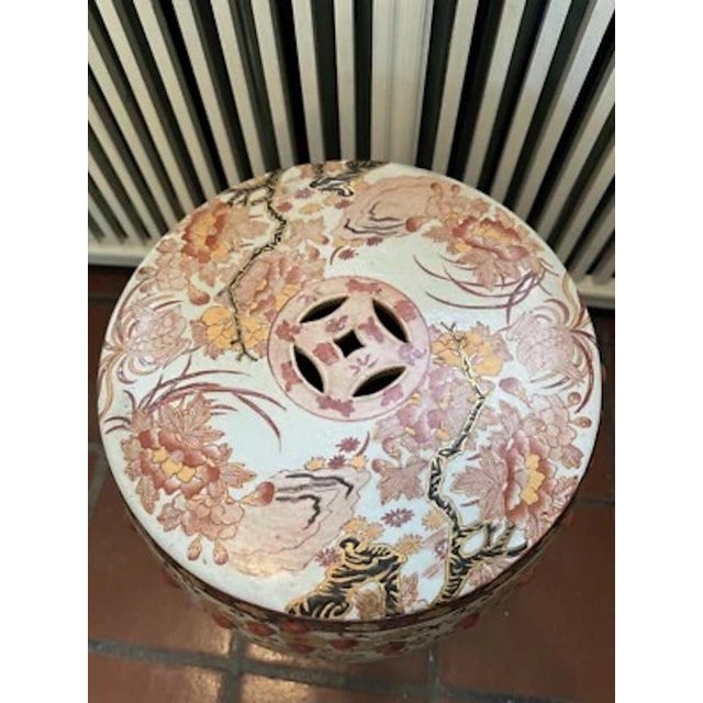 1950s Mid Century Chinese Hand Painted Porcelain Garden Stool For Sale - Image 4 of 12