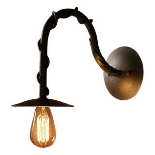 Hand-Forged Wrought Iron Wall Sconce Body (Botanical Vine & Leaf Motif) Artistic Fixture For Sale