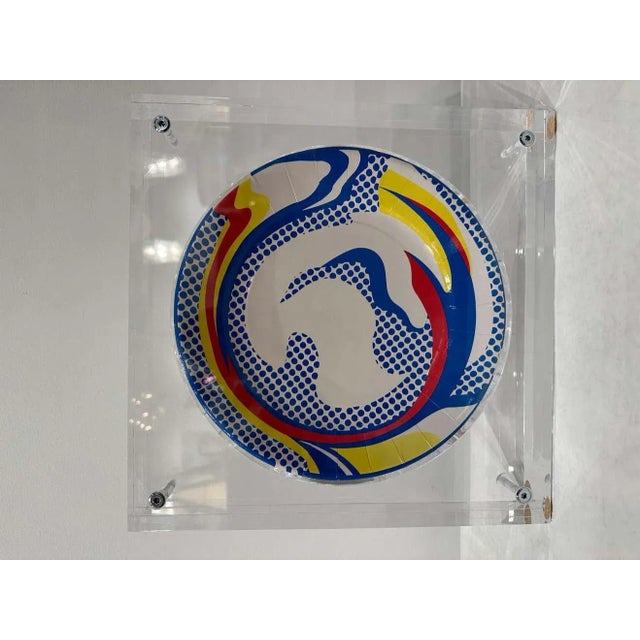 Plastic Roy Lichtenstein "Paper Plate" Original Encased in Heavy Custom Lucite Block For Sale - Image 7 of 10