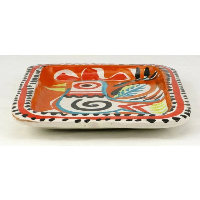 Italian Colorful Italian Majolica Tray Made for Joseph Magnin Co. For Sale - Image 3 of 5