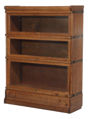 Antique Globe Wernicke Arts & Crafts Oak 3-Stack Barrister Bookcase C1920