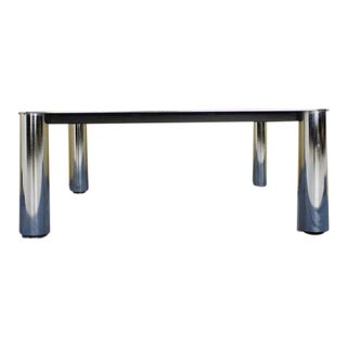 Mid-Century Modern Chrome and Smoked Glass Coffee Table For Sale