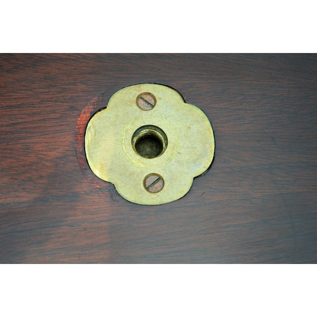 1980s Baker Furniture Walnut Campaign Style Folding X Base Butlers Serving Tray Party Table With Brass Hardware For Sale - Image 12 of 12