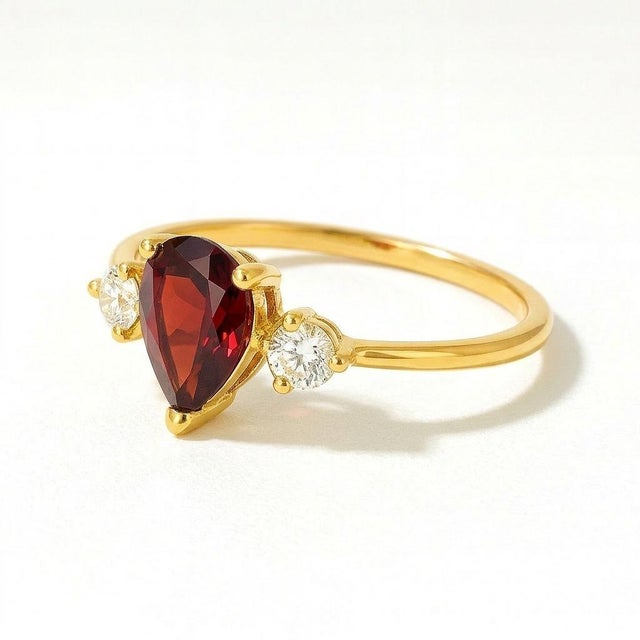 Natural Garnet Cubic Zirconia Wedding Engagement Ring Us 7 For Sale - Image 4 of 5