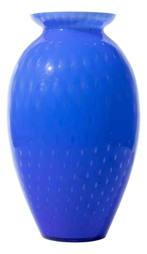 Murano Blue Art Glass Vase with Polka Dot Pattern, 1970s